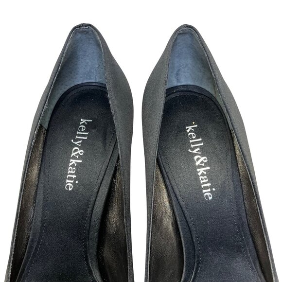 Kelly & Katie Women’s Black Fabric With Bow Accent Peep-Toe Pumps Size 8M - Picture 6 of 9